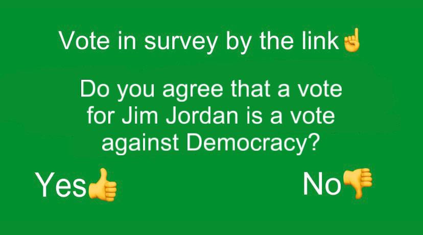 O_Statistics's tweet photo. Do you agree that a vote for Jim Jordan is a vote against Democracy?

#USA #SpeakerOfTheHouseVote #JimJordanIsUnfitForSpeaker #Election2024 

https://t.co/Elx5EVcK6E https://t.co/eFDikRk6dv