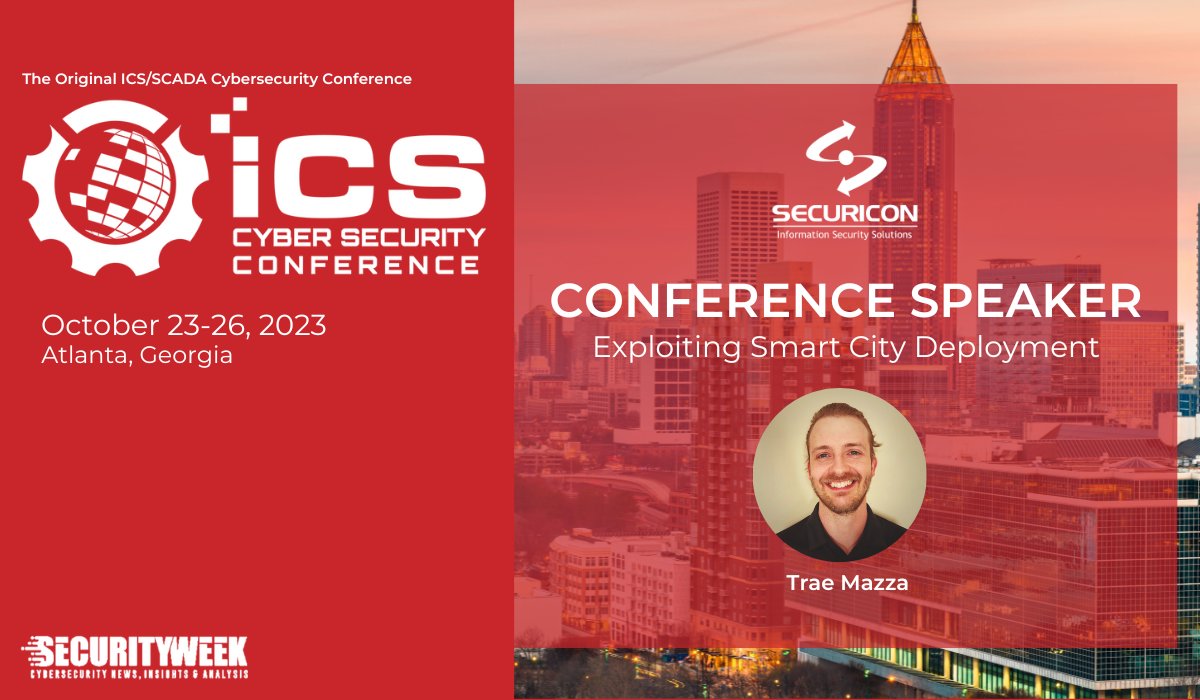 SecuriconLLC's tweet photo. Securicon Senior Security Advisor Trae Mazza is presenting “Exploiting Smart City Deployments” on Wednesday 10/25 at 4:30PM on the Trippe 1+2 stage. Hope to see you there!

Contact Securicon to learn more: https://t.co/CVRAWsN4L6

#ICSConference #SmartCities #ICS #Utilities https://t.co/WuO81LjOrC