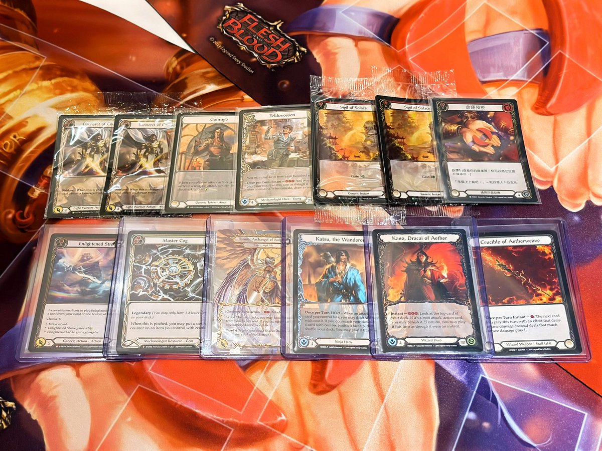 mraidenwong's tweet photo. Thank you @fabtcg for the amazing weekend tournament! 
Until next time! 🇹🇼
#callingtaiwan #battlehardened 
#coldfoil #命運預視 
#儲卡紙好過儲銀紙 
#天悅煉金術士 
#若要煉金必先課金 
#自己的卡自己開 #小宅腦細 
#fleshandblood #fleshandbloodtcg #fabtcg #fabjp
#legendstorystudios https://t.co/yOreJ55Sol