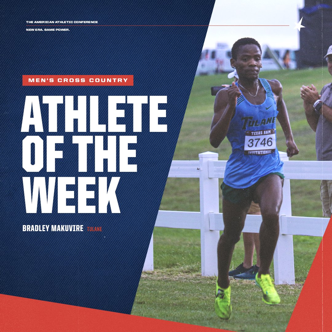 American_Conf's tweet photo. 🏃‍♂️ 𝐌𝐞𝐧'𝐬 𝐂𝐫𝐨𝐬𝐬 𝐂𝐨𝐮𝐧𝐭𝐫𝐲 𝐀𝐭𝐡𝐥𝐞𝐭𝐞 𝐨𝐟 𝐭𝐡𝐞 𝐖𝐞𝐞𝐤

Bradley Makuvire x @GreenWaveXCTF 

#AmericanXC https://t.co/0mYSxUeu3F