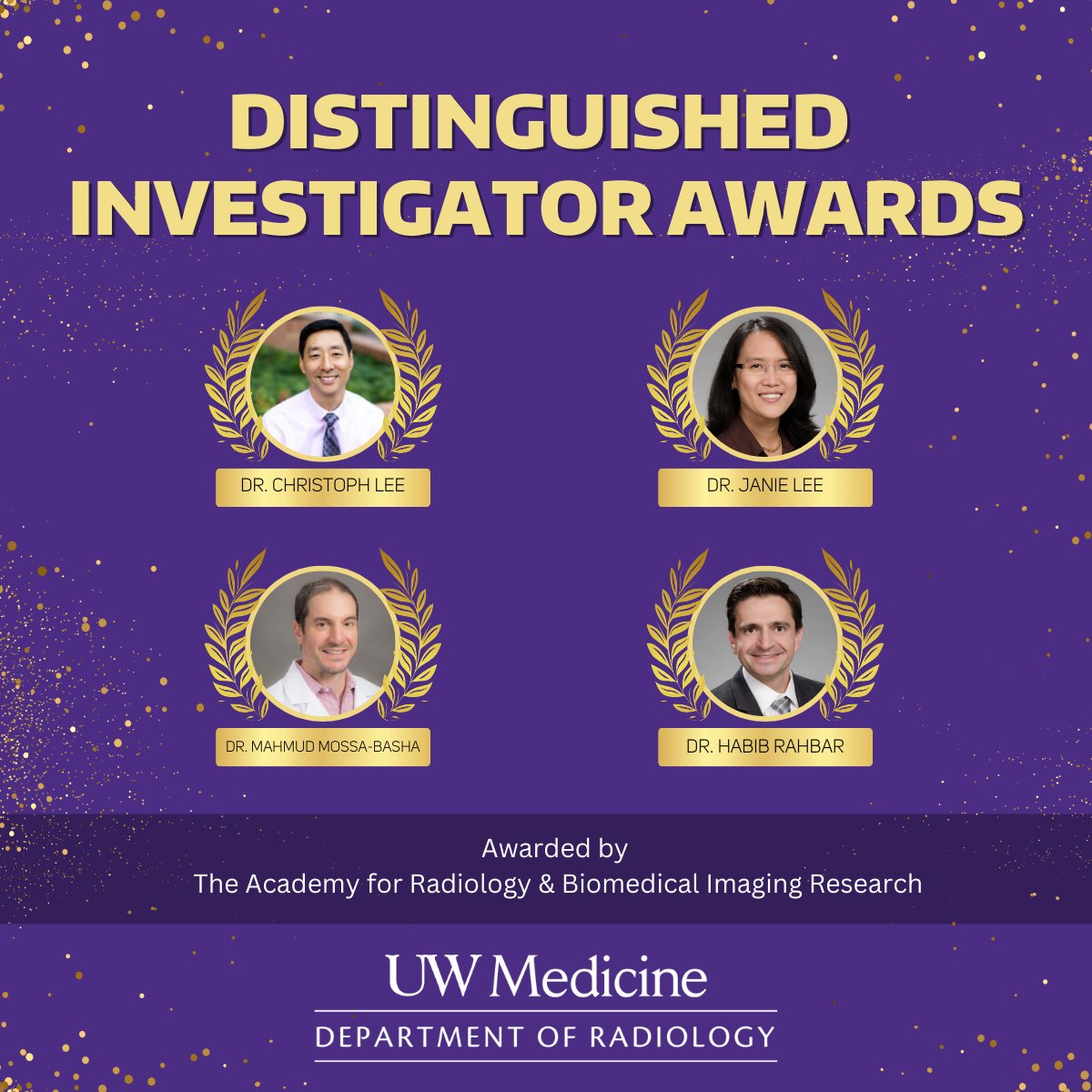 UW Radiology (@uwradiology) on Twitter photo Congratulations to #UWRadiology doctors & professors <a href="/christophleemd/">Christoph Lee</a>, Janie Lee, <a href="/mossabas/">Mahmud MBMD</a> & @habibrahbar, who will receive Distinguished Investigator Awards from The Academy for Radiology & Biomedical Imaging Research! bit.ly/45CfdMH <a href="/RSNA/">RSNA</a> #radiology #UWMedicine Congratulations to #UWRadiology doctors & professors <a href="/christophleemd/">Christoph Lee</a>, Janie Lee, <a href="/mossabas/">Mahmud MBMD</a> & @habibrahbar, who will receive Distinguished Investigator Awards from The Academy for Radiology & Biomedical Imaging Research! bit.ly/45CfdMH <a href="/RSNA/">RSNA</a> #radiology #UWMedicine