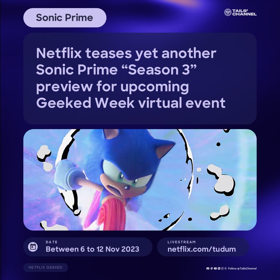 Sonic Prime Season 3 to be Showcased in Netflix's GEEKED WEEK