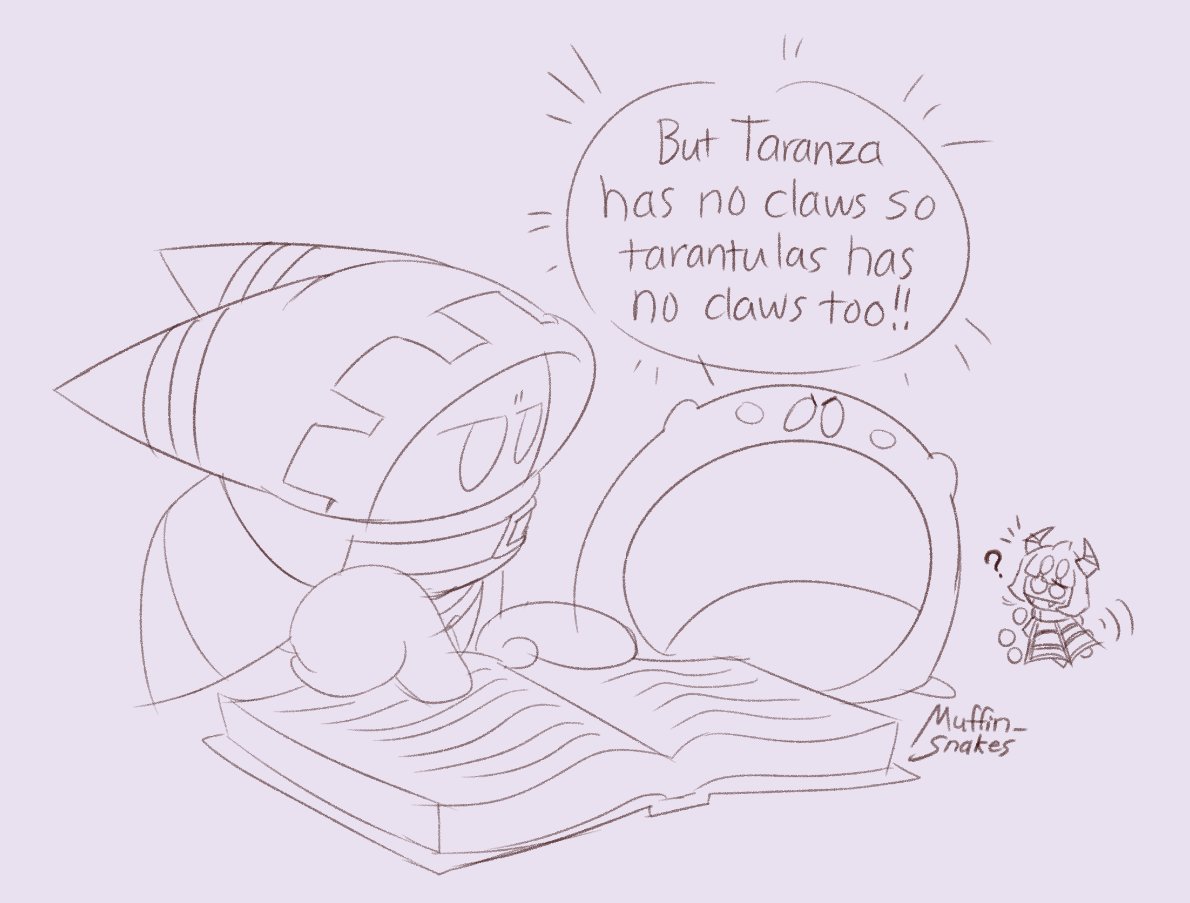 muffin_snakes's tweet photo. Last night I was about ready to sleep but an idea spawned into my head that I had to draw out. The idea was tarantulas have lil claws in their paws, so would Taranza have lil hidden claws too? Not an actual hc for me but I thought it was a silly thing https://t.co/cNQuVIW9Y1