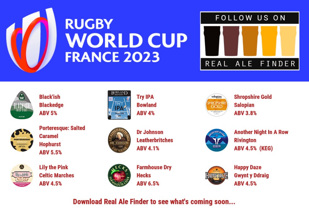 On the bar today!
Beer Board: bit.ly/2Npxu9L

#RWC2023 #Rugby  @Blackedgebeers @BowlandBrewery @SalopianBrewery @HophurstBrewery @LeatherBritBrew @rivingtonbrewco @CelticMarches @HecksCider @Gwyntyddraig @SPortWLancCAMRA
#RealAleFinder