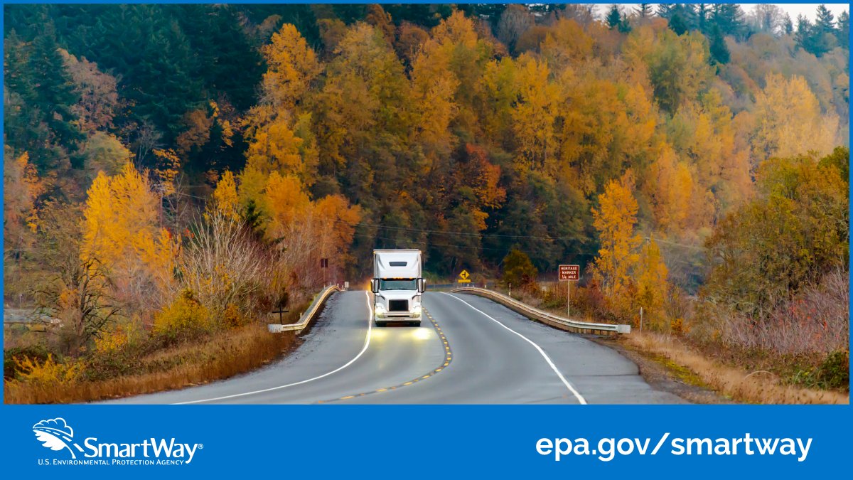 NCTCOGtrans's tweet image. As the weather turns cooler, be sure to use greener freight strategies to fall into fuel savings. Using a combination of an #EPASmartWay-designated tractor and trailer can reduce truck fuel use by up to 20%! Learn more at epa.gov/smartway #MoveMoreWithLess #FuelSavings