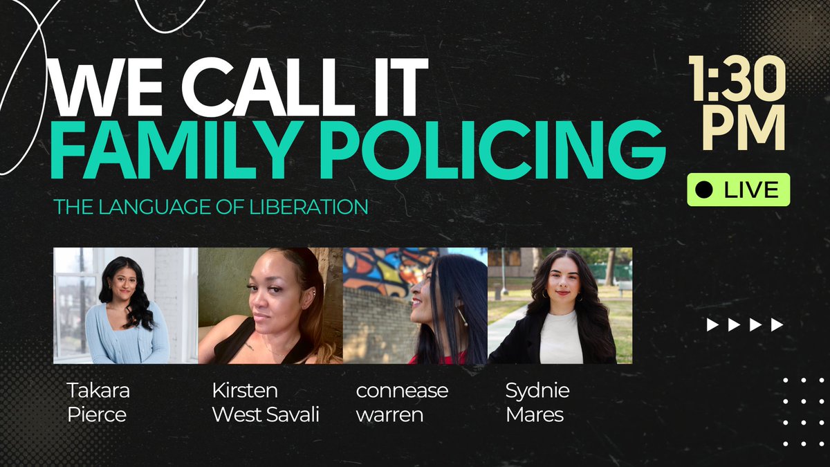 upendmovement's tweet photo. Coming up in 10 minutes at 1:30pm CT! Our first panel: We Call it Family Policing: The Language of Liberation with @ttylarrob @KWestSavali @connease @syddanel #HowWeEndUP23 https://t.co/ZblviwUFzB