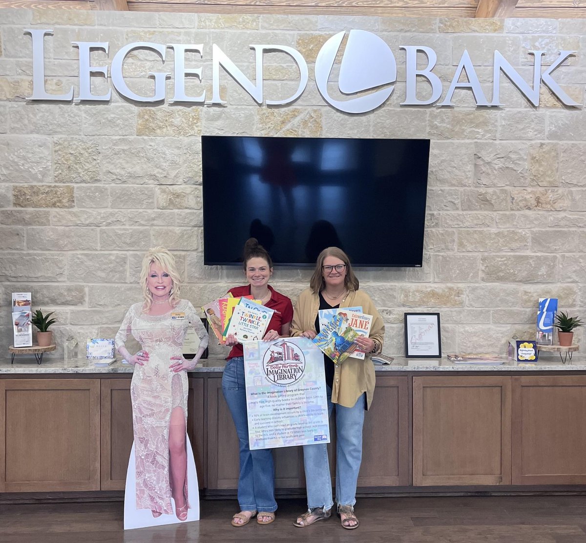 We're excited to announce our first registration event for the Imagination Library of Grayson County! 

Preschoolers &amp; Parents join us on Thursday, October 26th from 9:00am to 11:00am at Legend Bank (FM691) for Donuts with Dolly!