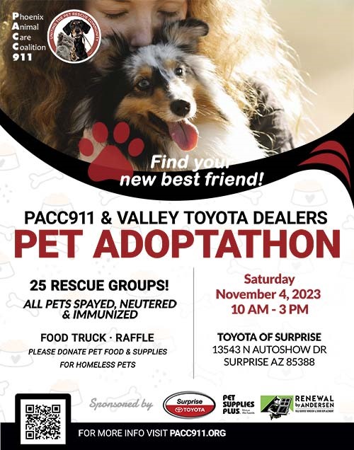 Here are some upcoming adoption events in partnership with @MaricopaPets and @PACC911. For more adoption events, visit fixadoptsave.org/community-adop…. 

#AdoptaShelterDogMonth #pulliamtrust @FixAdoptSave