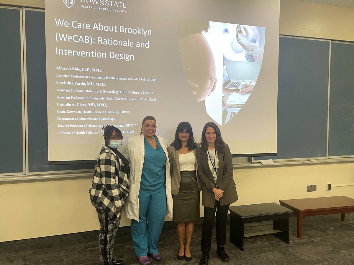 The Grand Rounds on Obstetrics and Gynecology on Monday, 10/16, was a success! Speakers Drs. Aimee Afable, Camille Clare , and Christina Pardo discussed the rationale and intervention design of their study, We Care About Brooklyn (#WeCAB). #downstatesph #publichealth