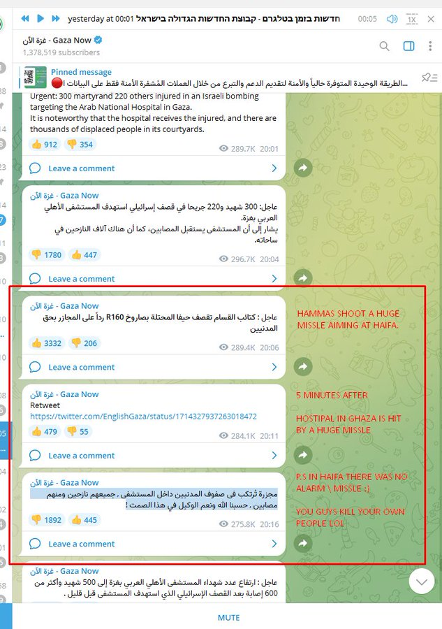 ClonexZomer's tweet photo. @muhammedobuowda @EnglishGaza here you all can see what really happened... hamas claim they will fire a new big missle to haifa, few moments later a gaza hostipal is hit, and no alarms in haifa..     1+1 = 2 ....  sad :( https://t.co/UNLXNkuCKr