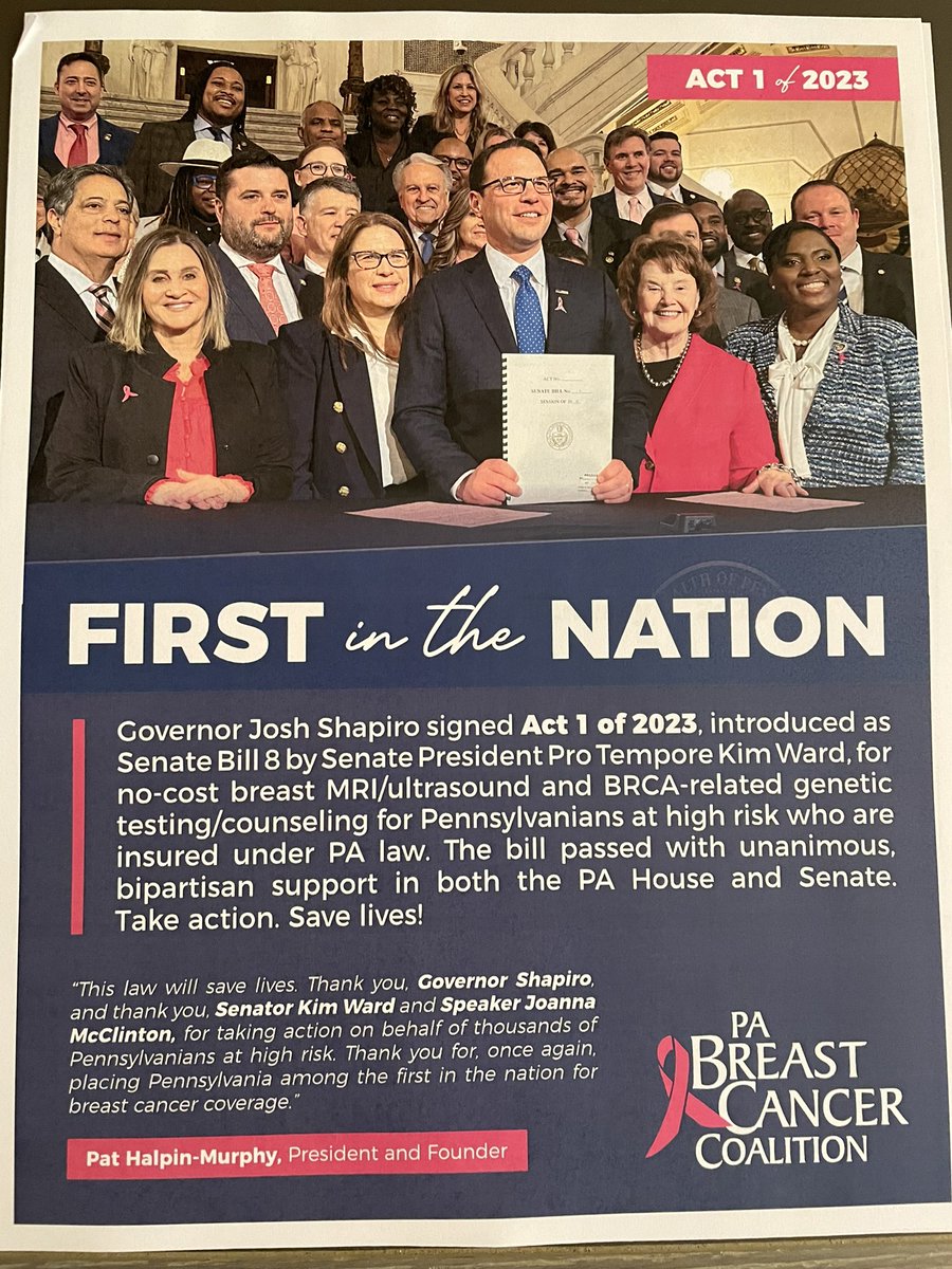 Act 1 is an important bill that passed with unanimous support in the PA House & Senate. @PBCC #bcsm #BreastCancerAwarenessMonth ⬇️