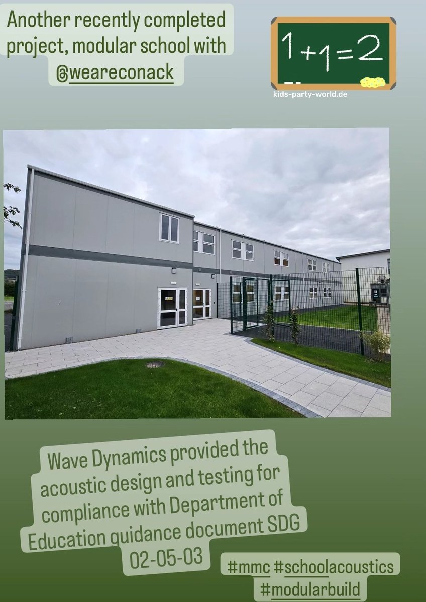 WaveDynamicsAC's tweet image. Another recently completed modular school with @weareconack.

Wave Dynamics provided full acoustic design and testing. 

#MMC #acoustic #acousticconsultant #wavedynamics #schoolacoustics