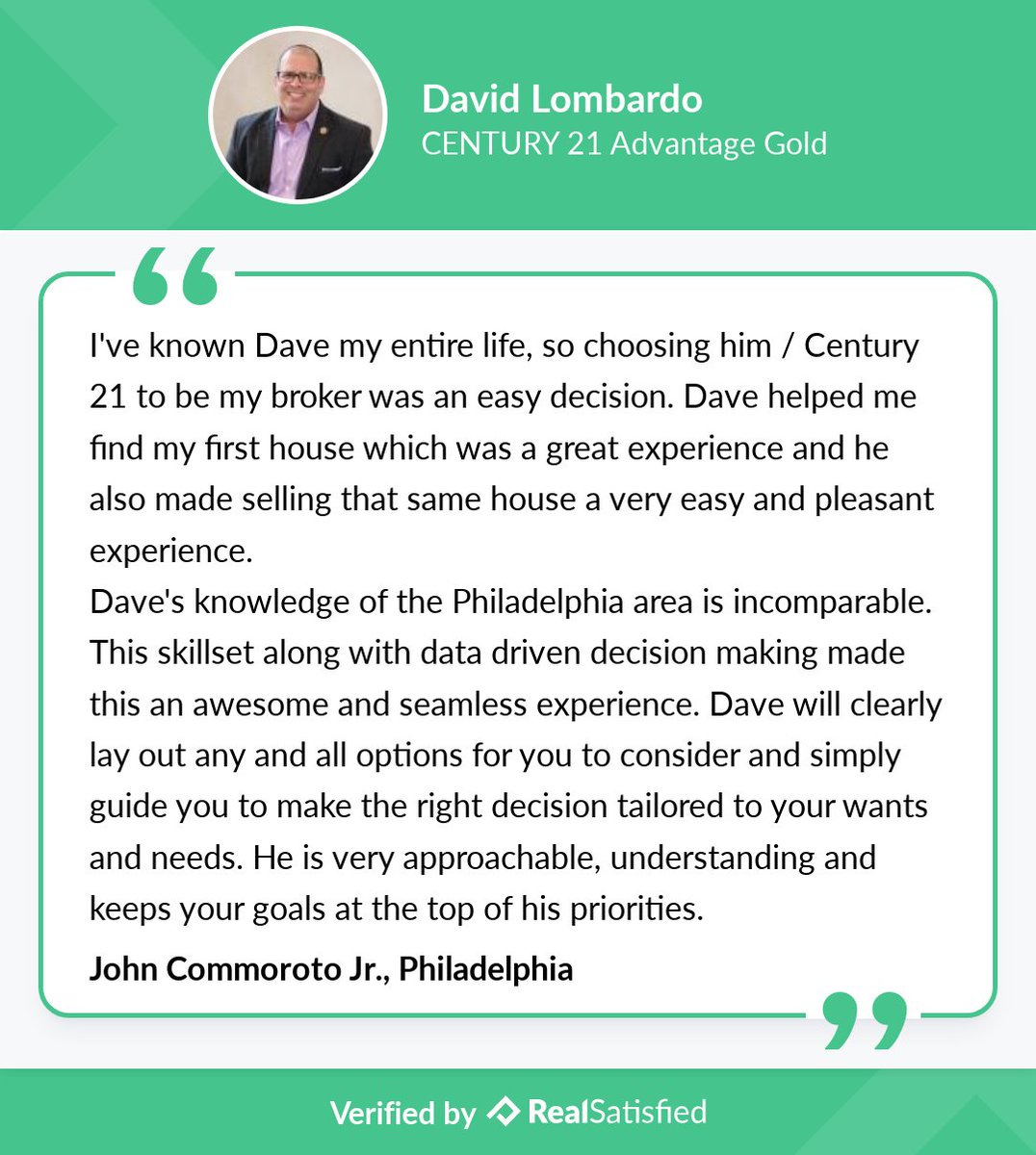 I’m not sure I could be more delighted by a recommendation. app.realsatisfied.com/David-Lombardo via <a href="/realsatisfied/">RealSatisfied</a>