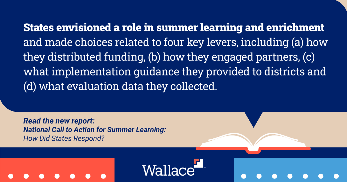 In summer 2021, 30 states developed a #summerlearning and enrichment vision to help students recover from interrupted learning due to the pandemic. This report shares a detailed look into each state’s vision: bit.ly/3rLXmED