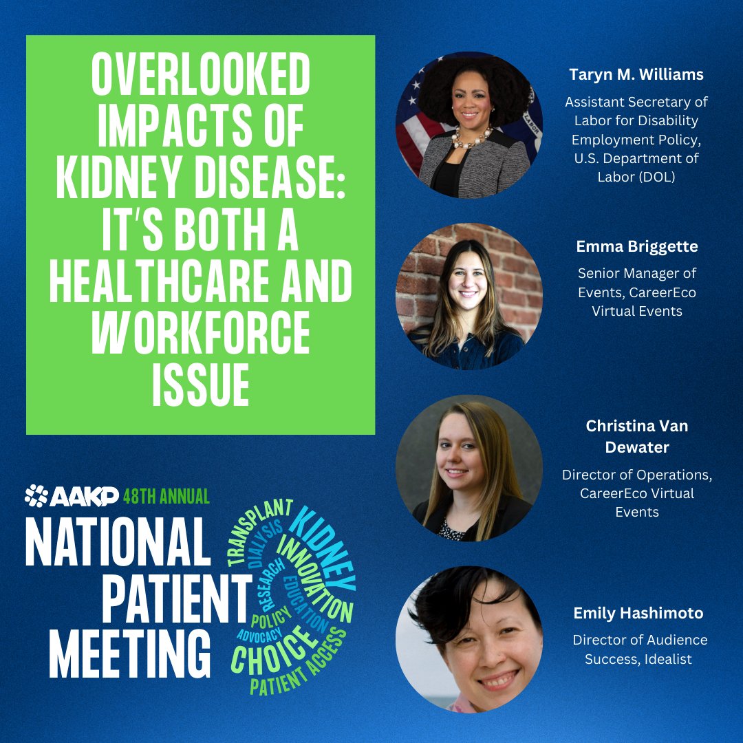 October is #NationalDisabilityEmploymentAwareness Month. AAKP says kidney disease is BOTH a healthcare and workforce issue! Listen to allied partners from the <a href="/USDOL/">U.S. Department of Labor</a>, <a href="/CareerEco/">CareerEco Virtual Events</a>, and <a href="/idealist/">Idealist</a>  as they share employment resources for the kidney community: bit.ly/3ZUPM7P