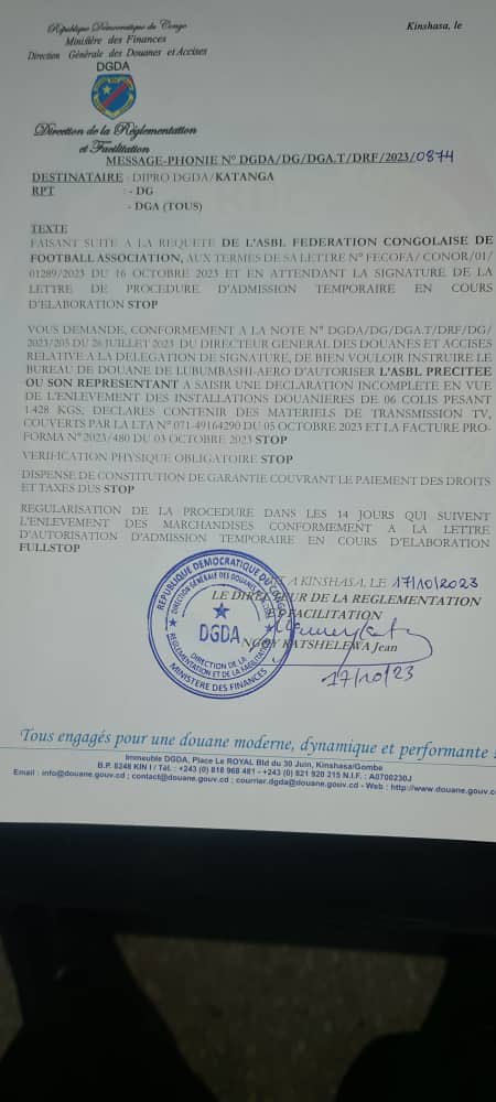 wembi_steve's tweet photo. #RDC _ #Foot #CAF  : Urgent 🚨 | « Ce n'est qu'aujourd'hui que le gouvernement vient d'accorder la libération du matériel de production du match de Mazembe, après sa délocalisation » 👇👇👇 https://t.co/sxc4XjJkdy