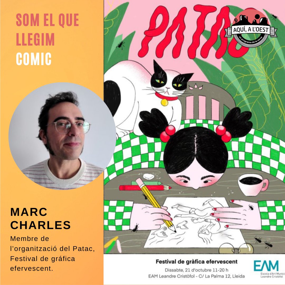 Aquí teniu el Som el que Llegim d'avui! 

Ens ha visitat el Marc Charles, periodista especialitzat en còmic, editor i part de l'equip del Patac, el Festival de Gràfica Efervescent que aterra a Lleida aquest dissabte 21 d'octubre. 

radiorossello.cat/programs/aqui-…
