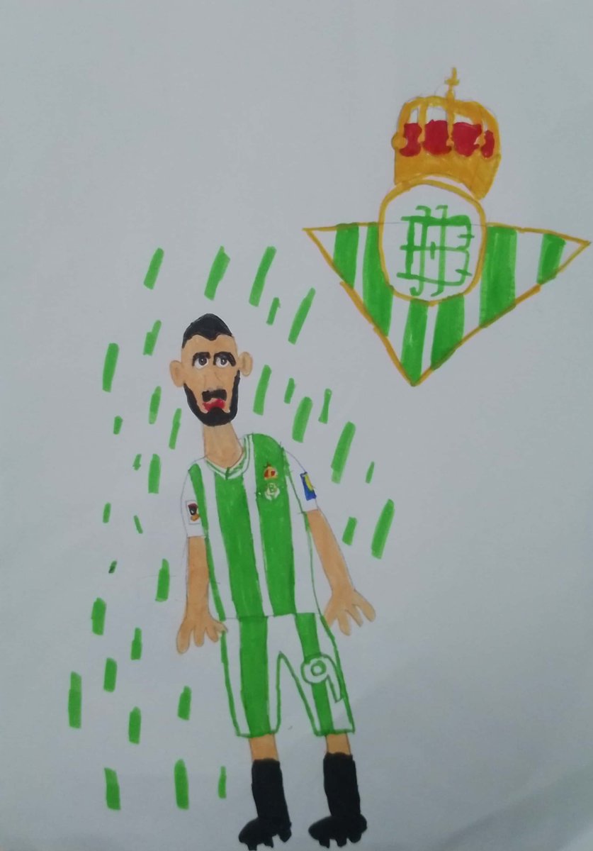 Manel de 7 años está loco de la cabeza por ir a verte y salir en nuestra casa, el Benito Villamarín, junto a ti. Aunque a nivel profesional no es uno de tus mejores momentos, eres musho Betis, musho Panda, en los peores momentos, musho <a href="/BorjaIglesias9/">Borja Iglesias</a> oé! Su regalo para ti 💚💚💚