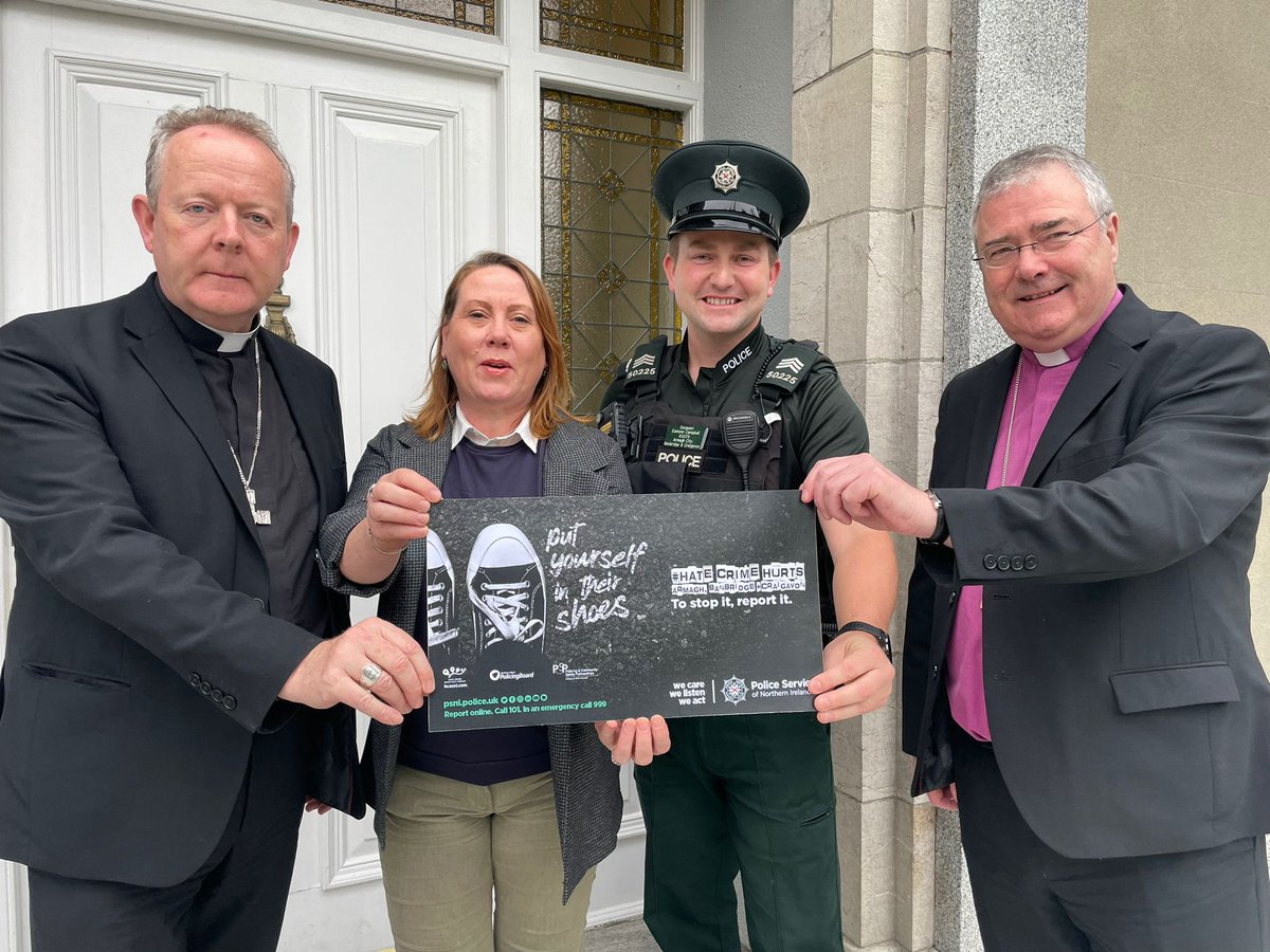 ArchbishopEamon's tweet photo. Met with @PSNIABC members today to learn more about their campaign to prevent hate crime. Reporting hate crime of all kinds will help to stop it. https://t.co/eBUterhXKV