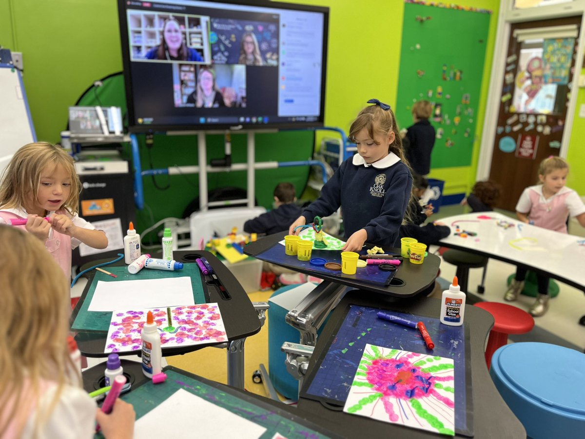 KClevering's tweet photo. First Grade using various #makerspace supplies on #GlobalMakerDay to make monsters @OakKnollSHC https://t.co/iRtpMcxAcw