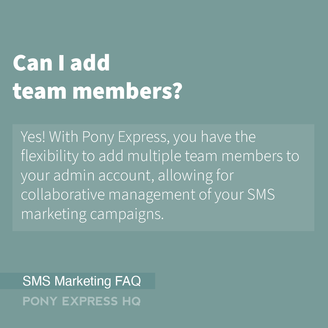 PonyExpresshq's tweet photo. SMS Marketing FAQ #5
-Can I add team members?
-Yes!

🚀 Sign up for our mass texting service today: https://t.co/bL3hvwSft7

#SMSmarketing #smallbusiness #nonprofit #organization #communication #masstexting #tollfree #localnumber #Mondayvibes https://t.co/iDVxZGAP17
