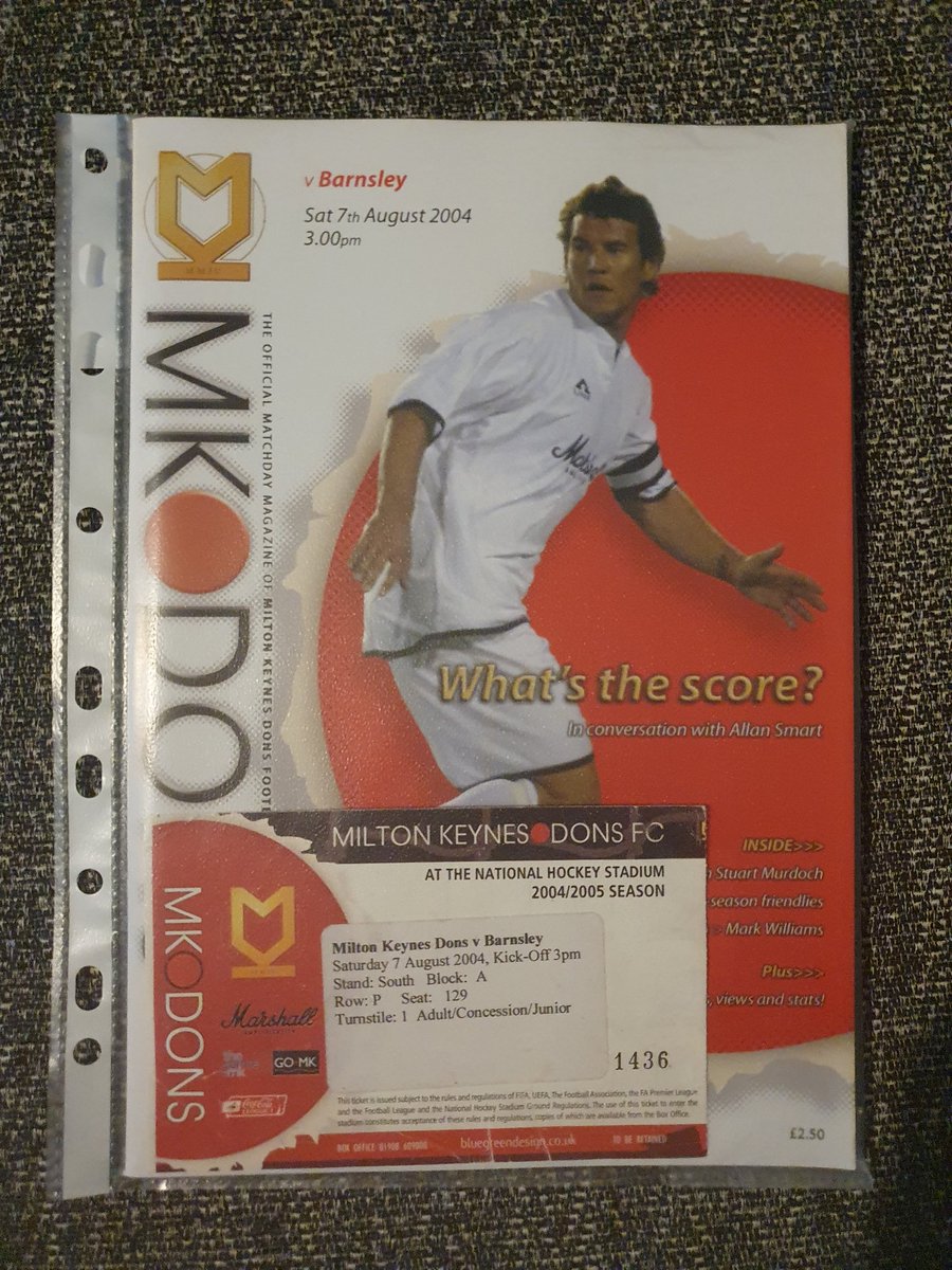theprogrameshop's tweet photo. * * *#MKDons V Barnsley 2004* * *

We have a mint condition unread programme from the Dons first game against Barnsley in 2004, with a match ticket. 

For just £10 posted this could be yours! DM or email theprogrammeshop@outlook.com to secure! 

#WeAreProgrammes https://t.co/vmwRWVV4vu