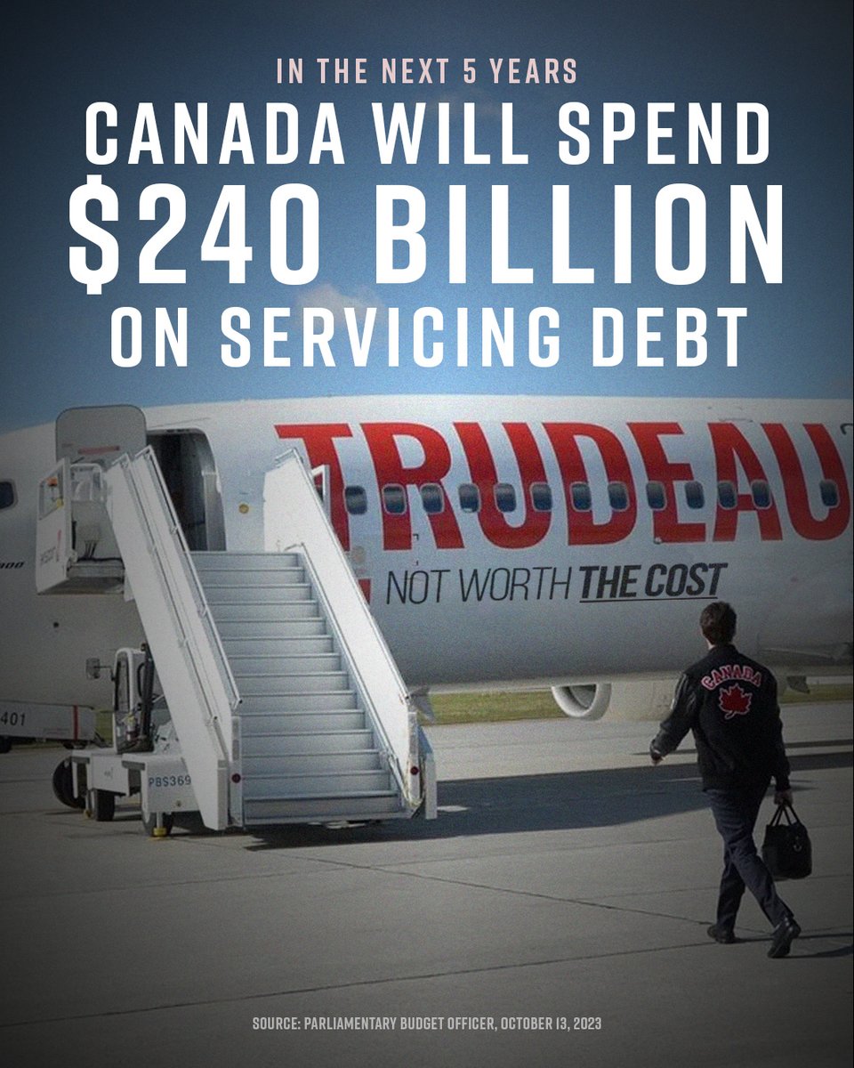 PierrePoilievre's tweet photo. Remember when Trudeau said the government would take on debt so Canadians wouldn't have to?
His inflationary spending will cost Canadian taxpayers $240 BILLION.
Trudeau's not worth the cost. https://t.co/okBYYouDye