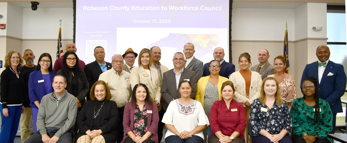 #RobesonCC in partnership with @myFutureNC hosted a workforce council meeting today with leaders from across the county. During the session, leaders brainstormed ways to help meet the goal set by legislatures of 2 million postsecondary credentials of NC citizens by 2030.