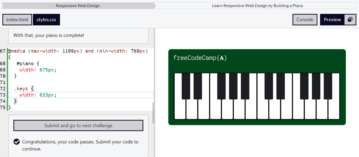 AmraniRida1's tweet photo. Day 16/100: #100DaysOfCode     
In this course, I used CSS and Responsive Design to code a piano. I also learned more about media queries and pseudo-selectors.
#freeCodeCamp https://t.co/kkCCTauSa5