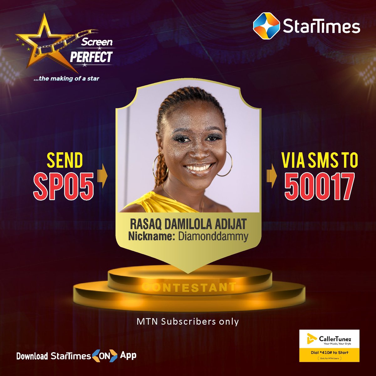 tola_cashout's tweet photo. Now is the perfect moment to support your beloved contestants on the #ScreenPerfect reality show!!!
Grab your MTN line, text SP11 to 50017, and give the contestants a shot!!! https://t.co/Ih2Hq2APVb