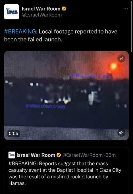 ariyorsantakibi's tweet photo. FAKENEWS | Accounts belonging to Israeli officials and Israeli journalists portrayed old videos as new Hamas attacks.

They shared fake news claiming that Hamas was responsible for the hospital attack." https://t.co/BwgI7ncWwj