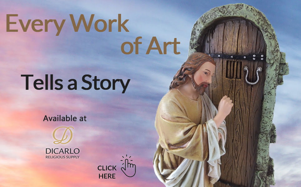 DiCarloRSC's tweet image. "Every #workofart tells a story." If one notices closely the famous image of Christ #KnockingatTheDoor depicts a #door without a handle. Christ "knocks" but only we can open from the inside to let Him enter-into our lives. shop.dicarlo.co/products/11-75…