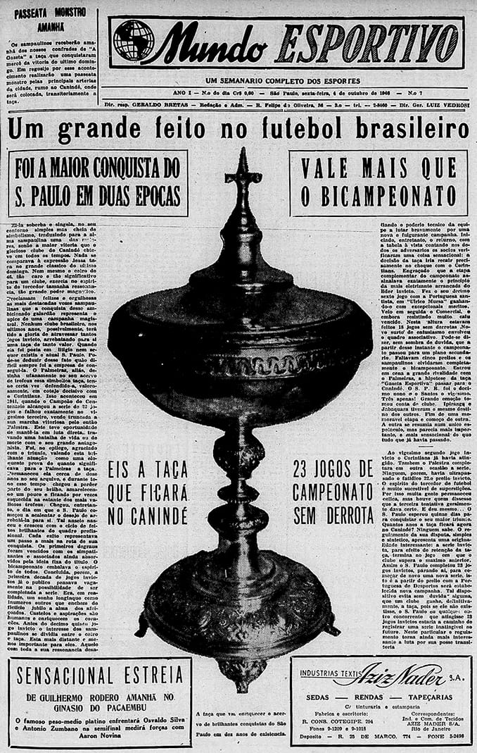 spfcpics's tweet photo. AS ESTATÍSTICAS DO AUGE DO ROLO COMPRESSOR (43-46)

O São Paulo de 1943-1946 é um dos melhores e mais dominantes esquadrões da história do futebol brasileiro. Em 1946, por exemplo, fomos campeões paulistas de forma invicta, numa sequência de 3 títulos estaduais em 4 temporadas. Porém, as estatísticas nos ajudam a dimensionar ainda mais a seleção histórica que foi a equipe liderada por nomes como Leônidas e Sastre:

• Jogos: 168
• Vitórias: 117
• Empates: 27
• Derrotas: 24
• Aproveitamento: 75,15%
• Gols feitos: 515
• Gols sofridos: 228
• Saldo de gols: +287
• Títulos: 7/11

(Obs.: o São Paulo também venceu a Taça dos Invictos duas vezes no período. Porém, como não eram títulos "disputados", mesmo que oficiais, optamos por não considerar no levantamento.)