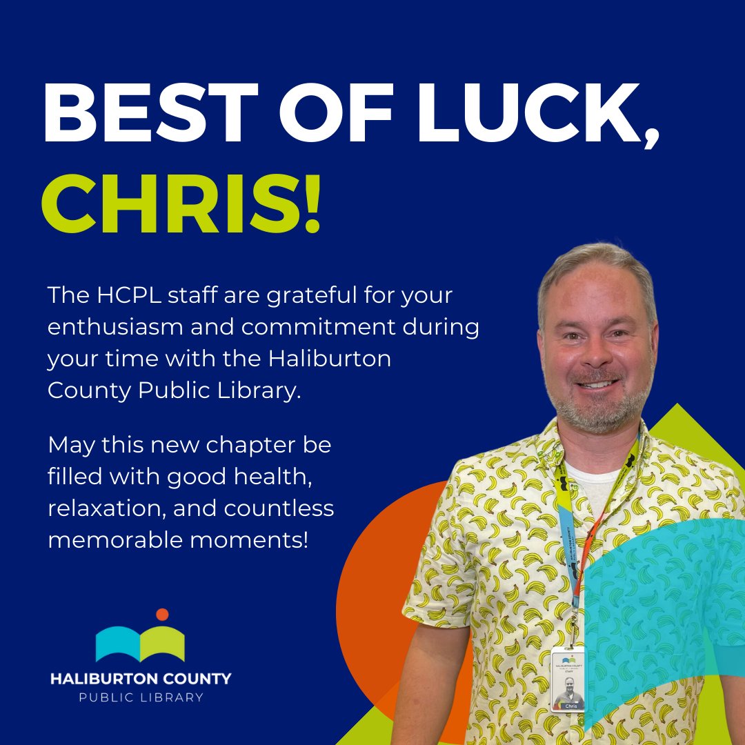 If you read the local newspapers then you've already heard the news: our CEO and Head Librarian, Chris Stephenson, is wrapping up his time with HCPL today. 

Thank you, Chris!