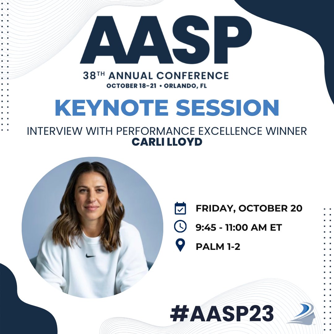 AASP (@aasptweets) on Twitter photo #AASP23 Next Session: We're interviewing <a href="/CarliLloyd/">Carli Lloyd</a>, 2x Olympic Gold Medalist, 2x FIFA Women’s World Cup Champion, 2x FIFA Player of the Year, 4x Olympian and 2023 Ken Ravizza Performance Excellence Award Recipient. #AASP23 Next Session: We're interviewing <a href="/CarliLloyd/">Carli Lloyd</a>, 2x Olympic Gold Medalist, 2x FIFA Women’s World Cup Champion, 2x FIFA Player of the Year, 4x Olympian and 2023 Ken Ravizza Performance Excellence Award Recipient.