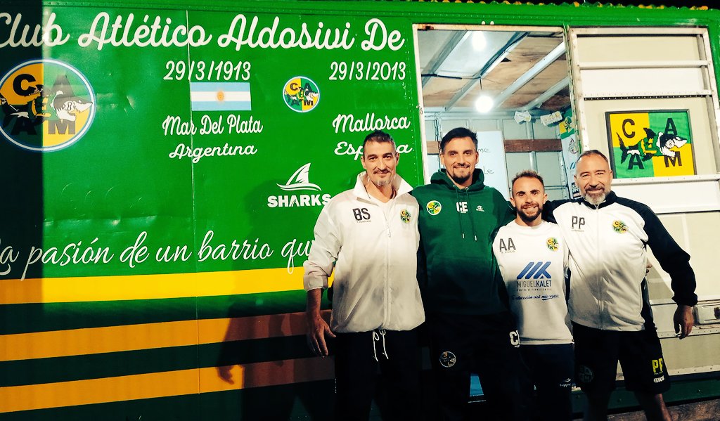 Con ustedes el #CuerpoTécnico de #Aldosivi #Mallorca @FFIB_oficial @FFIB_CAFIB (de izq a der) #BorisSteinman (EP) #CostanzoErrandonéa (DT) #AxelAguerrido (PF) #PauloPasciulli (CD) ~La Pasión de un Barrio que Conquistó el Mundo~