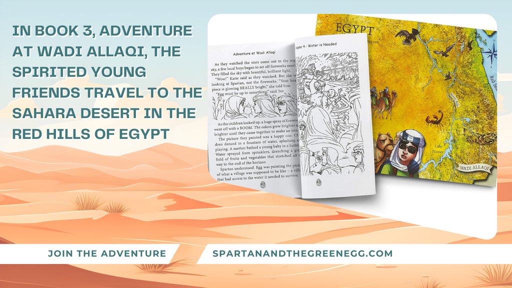 With Egg’s help, they learn more about the desert ecosystem—but will Spartan and friends find a solution to the water shortage? Grab your copy from our store to find out!

#spartanandthegreenegg #SGEbookseries #fullcyclepublications #books #nabilakhashoggi #FCPbooks #adventure
