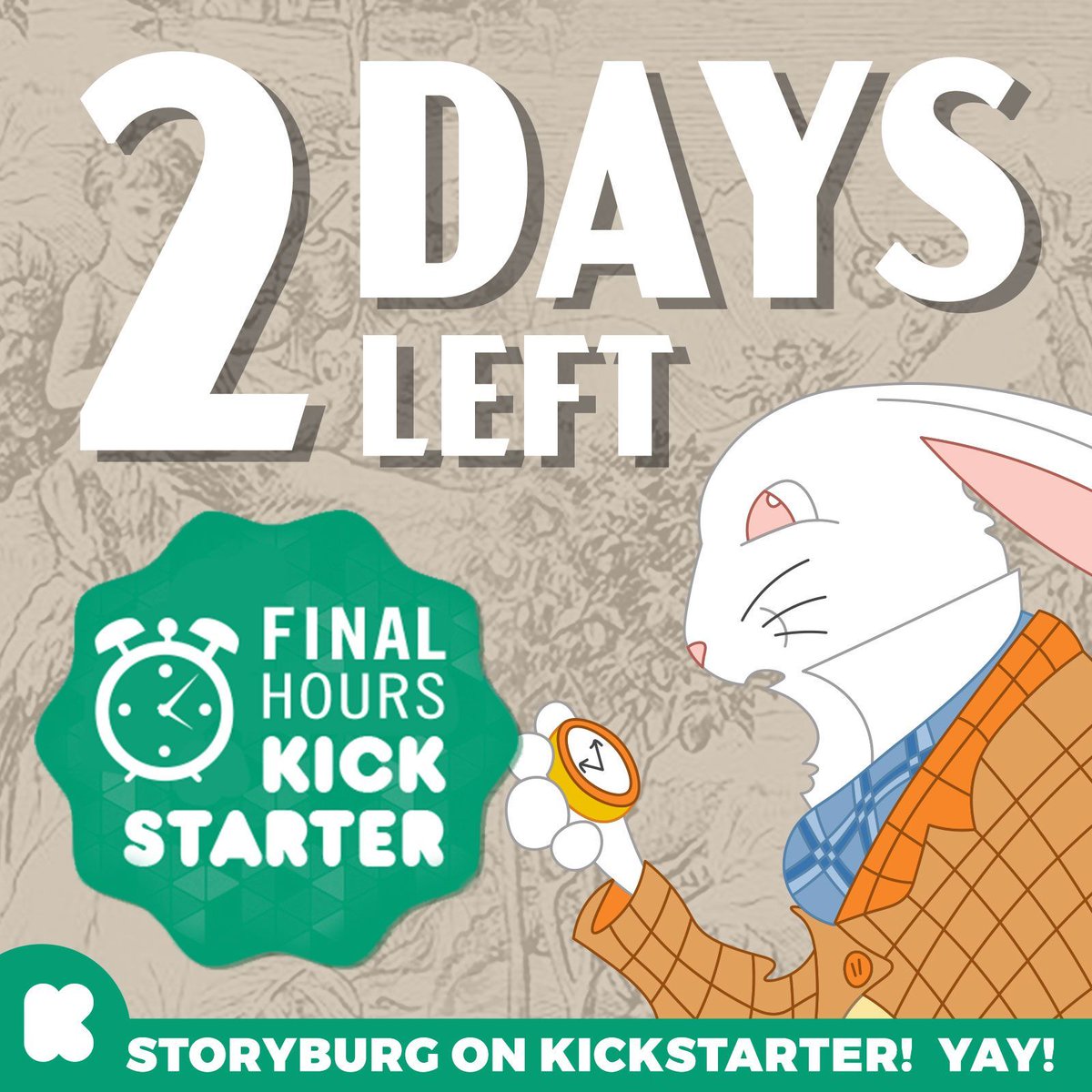 Ticktockticktockticktok. We're going to be late for a very important date! and that date is the end of the kickstarter for Storyburg... Curious!  and Curiouser!

buff.ly/3rJaCdF 

#boardgame #tabletopgames #games #newgames #storyburg #deckbuilding #iloveboardgames