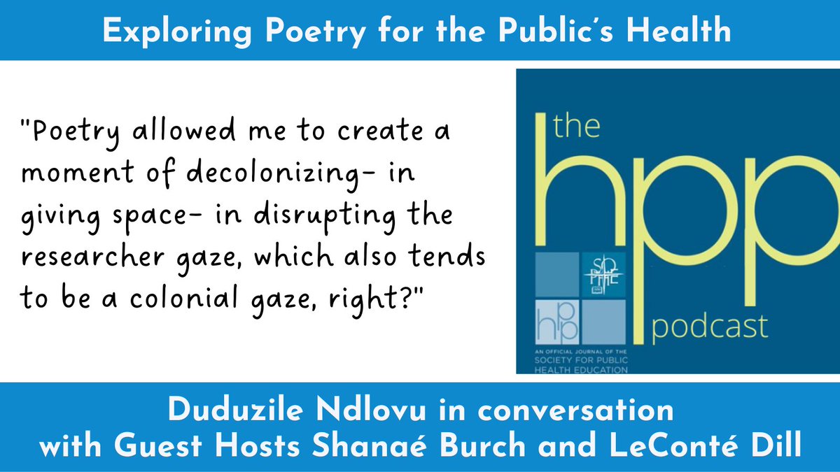 Listen as <a href="/mandlods/">Dr. Dudu Ndlovu</a> discusses her poem "Own My Life Today" and so much more with @shanaerebecca <a href="/DocDill/">LeConte Dill</a>:  hpp.pub/podNdlovu

You can read the poem: hpp.pub/poemNdlovu

And listen to the poetry playlist: spoti.fi/3POPpVI

<a href="/RJPway4EQ/">Ryan Petteway, DrPH, MPH</a>  #poetry  #decolonizing