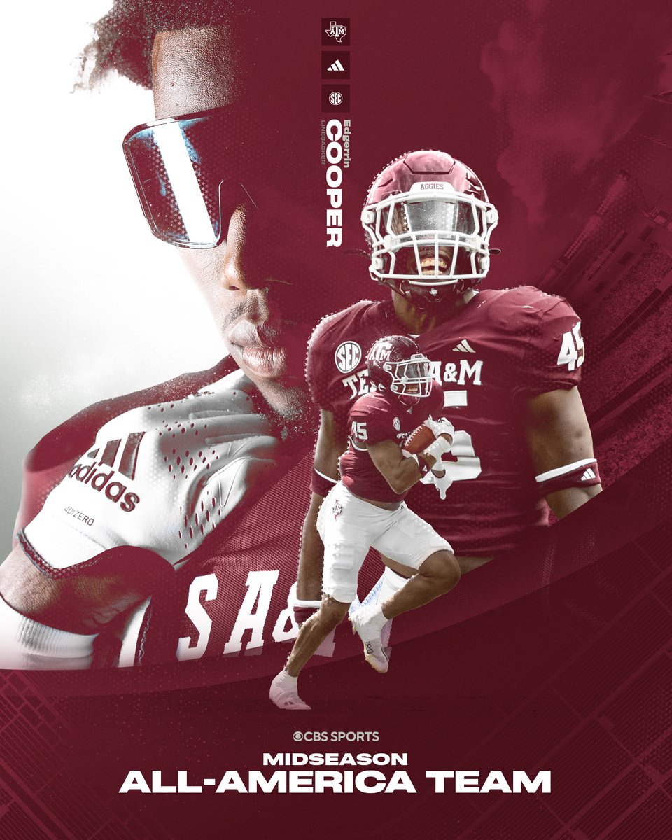 Texas A&M Football (@aggiefootball) on Twitter photo Congrats, <a href="/edgerrincooper1/">Edgerrin Cooper</a> 👏
#GigEm Congrats, <a href="/edgerrincooper1/">Edgerrin Cooper</a> 👏
#GigEm