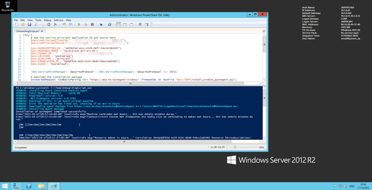 wmatthyssen's tweet image. 🚀 Tonight on the menu, onboarding some Windows Servers 2012 R2 into Azure Arc

It&apos;s been a while since I last played around with those.

#Microsft #Azure #AzureArc #WindowsServer #W2K12R2 #Cloud #HybridCloud #ESU