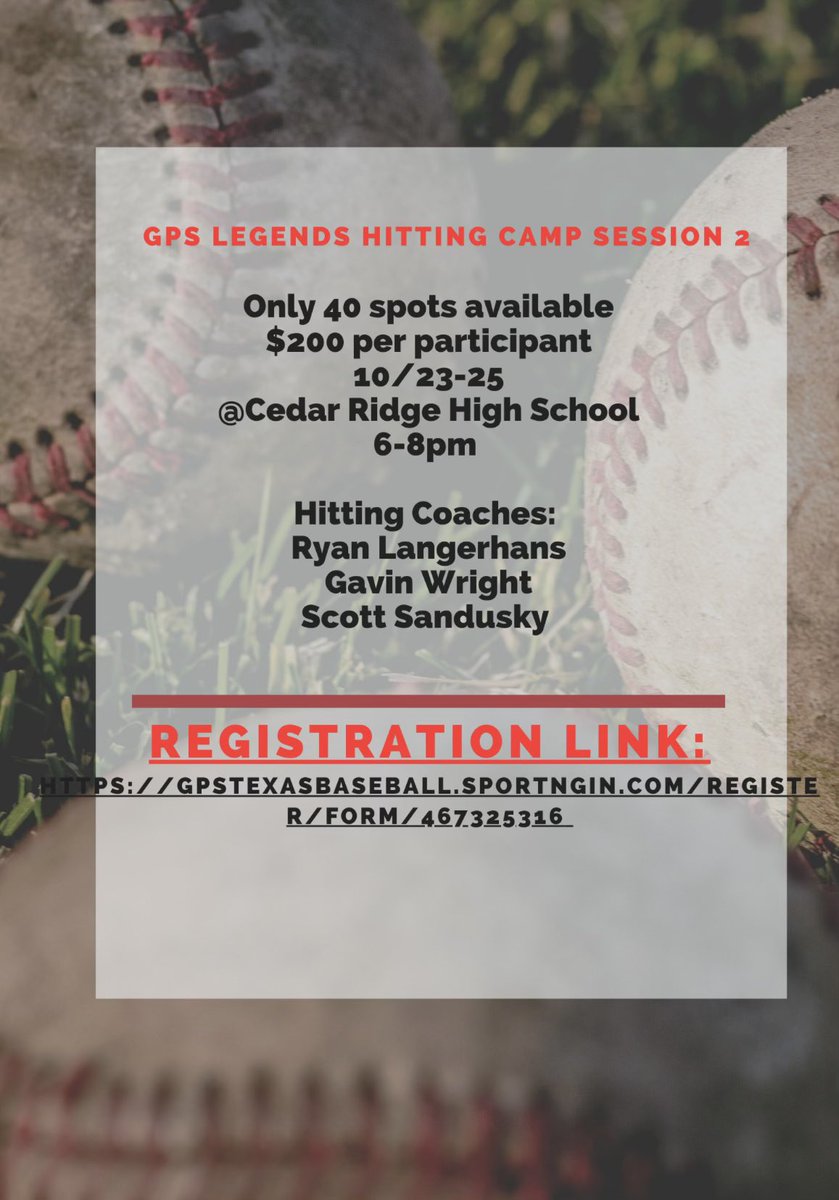 Great chance to get some small group work in before the end of fall with quality coaches. These two clinics are coming up fast, limited spots. Will have others coming in offseason @GPSTEXASBASEBA1 @_stayfocused @S_Sand22