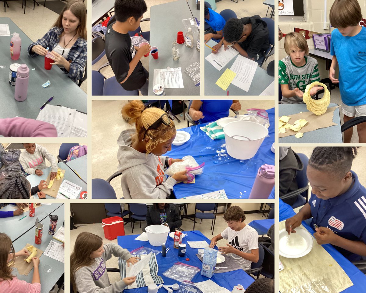 8th &amp; 7th grade AVID students applied their note taking skills by using only their notes on "How to Make Ice Cream" &amp; "How to Make Slime" to create the final product.  6th graders had the challenge of making a Pringle ring using only Pringles. #CMeShine ✨