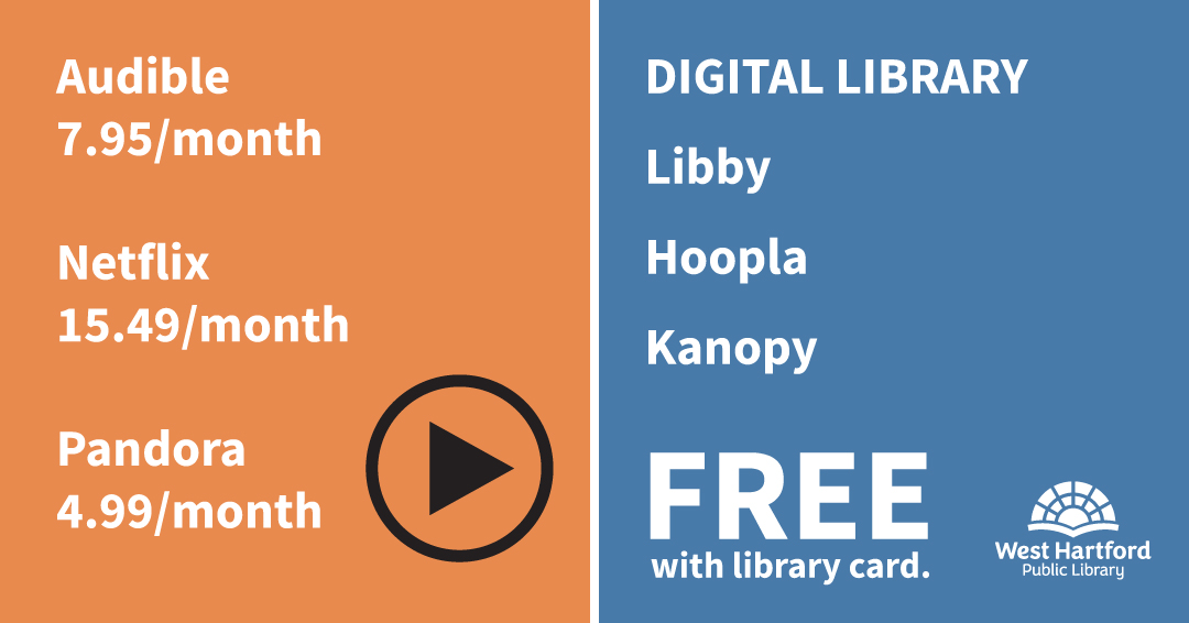 At the library, free is kind of our thing! If you’re looking to cut back on spending, try out hoopla, Kanopy, and Libby for free access to books, music, movies, and more. bit.ly/45zKJL9