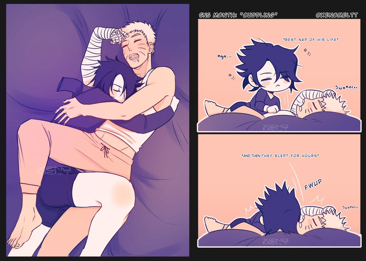 Day 17: cuddling 
But they’re also eepy babies
🍥🍅
#SNSmonth23 #narusasu #sns