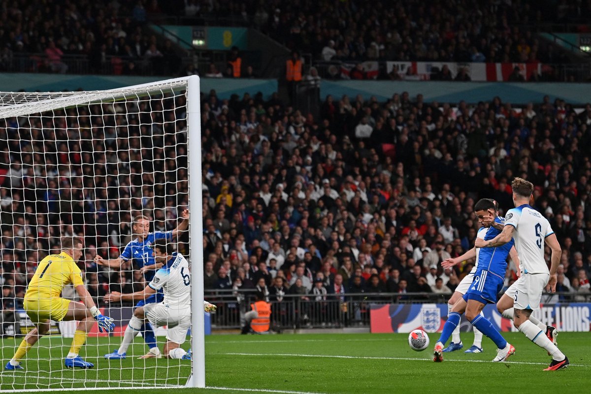 On his return to London, former #WestHamUnited forward #GianlucaScamacca scores his first goal for #Italy to put them in front against #England 

#ENGITA
