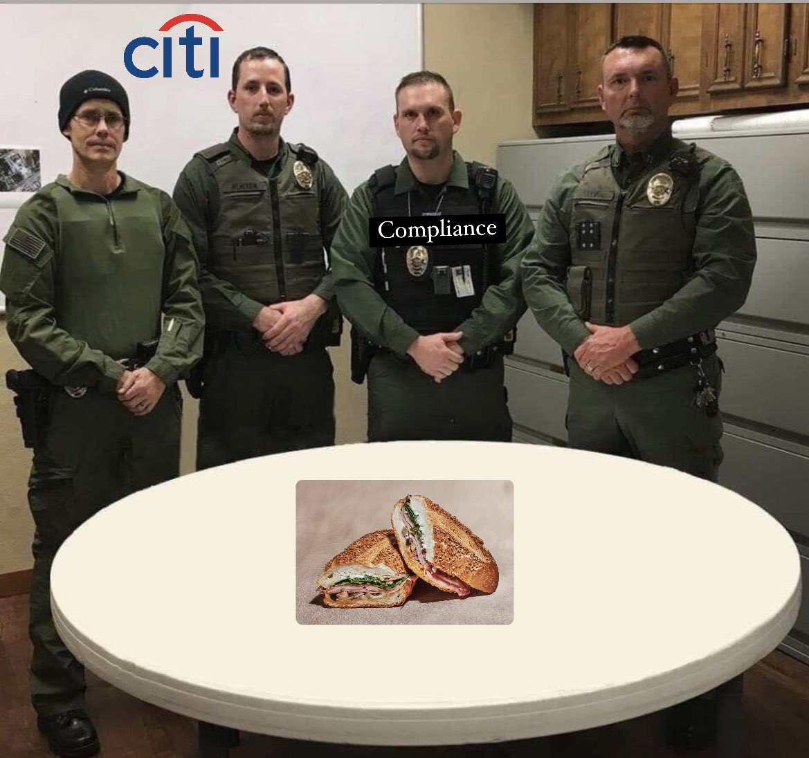 litcapital's tweet image. Citi’s compliance department after firing an analyst for ordering extra sandwiches with his allowance
