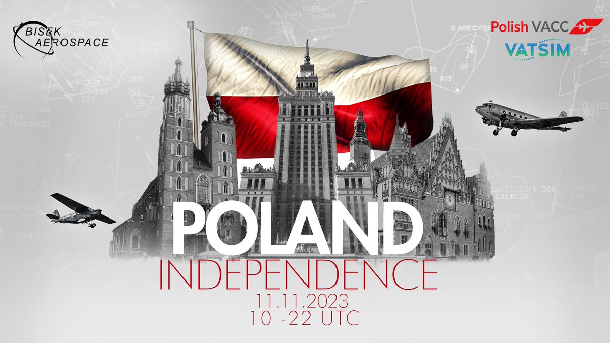 We are pleased to announce our annual event - Independence Day 2023! This year we will provide live ATC from Wrocław on the 11th of November from 10 till 22 UTC! Whole Poland will be online! See you there!

<a href="/vatsim/">VATSIM</a> <a href="/vatsimevents/">VATSIM Events</a> <a href="/VATEUD/">VATSIM Europe Division</a> #VATSIM #VATSIMEvent