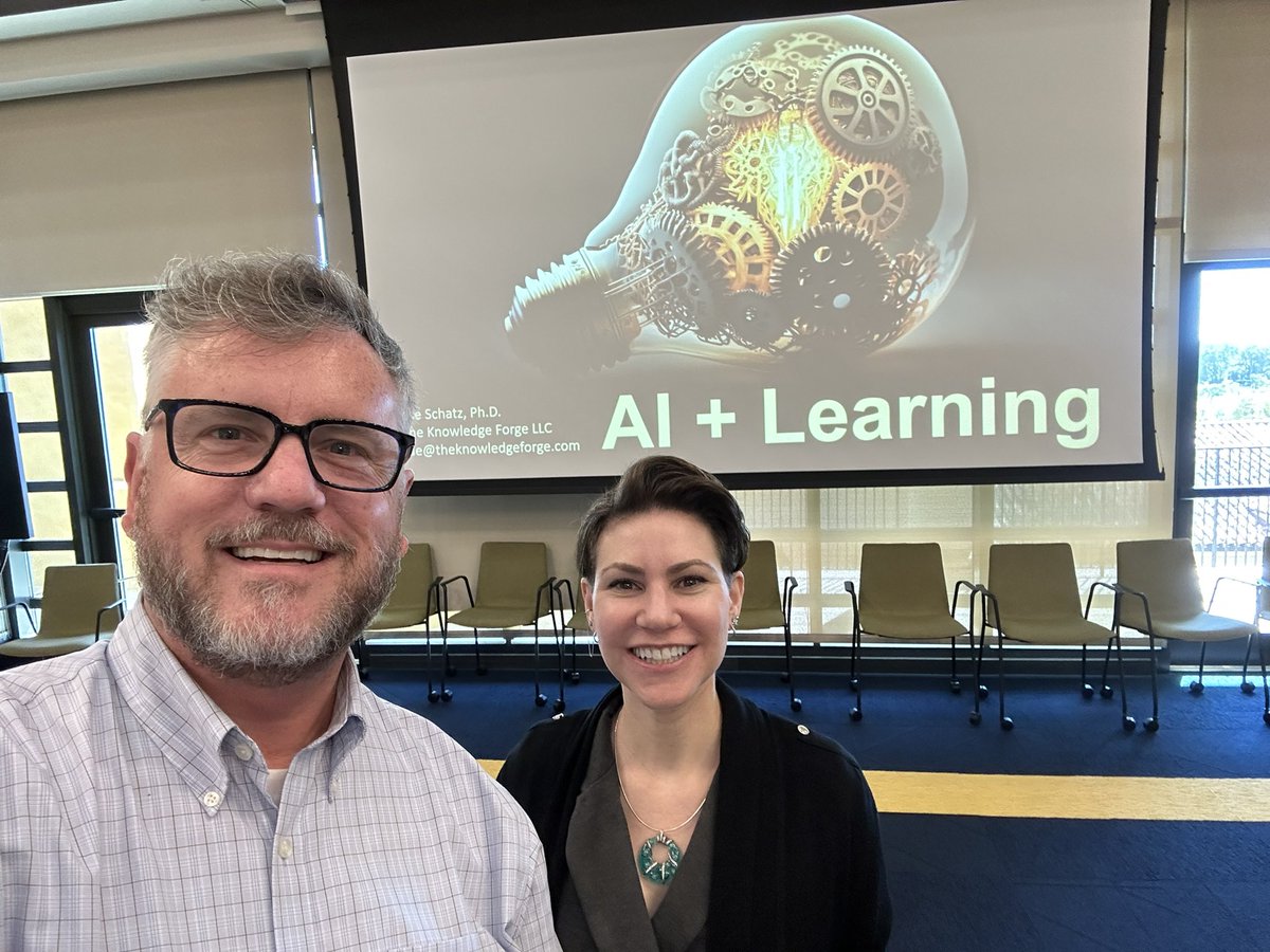 BobCasperJr's tweet photo. “AI + Learning” is her talk intended for faculty, and it rocks!  So much great information for everyone, not just faculty. Question, do you know what learning engineering is?
Thanks Sae Schatz
#rollinscollegeIDT
#rollinscollege
#learningengineer 
#AI https://t.co/5KKXkXMEDV