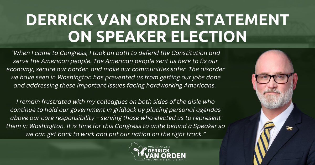 RepVanOrden's tweet photo. Rep. Van Orden statement on today’s Speaker vote ⬇️ https://t.co/nMYW8A9gAw